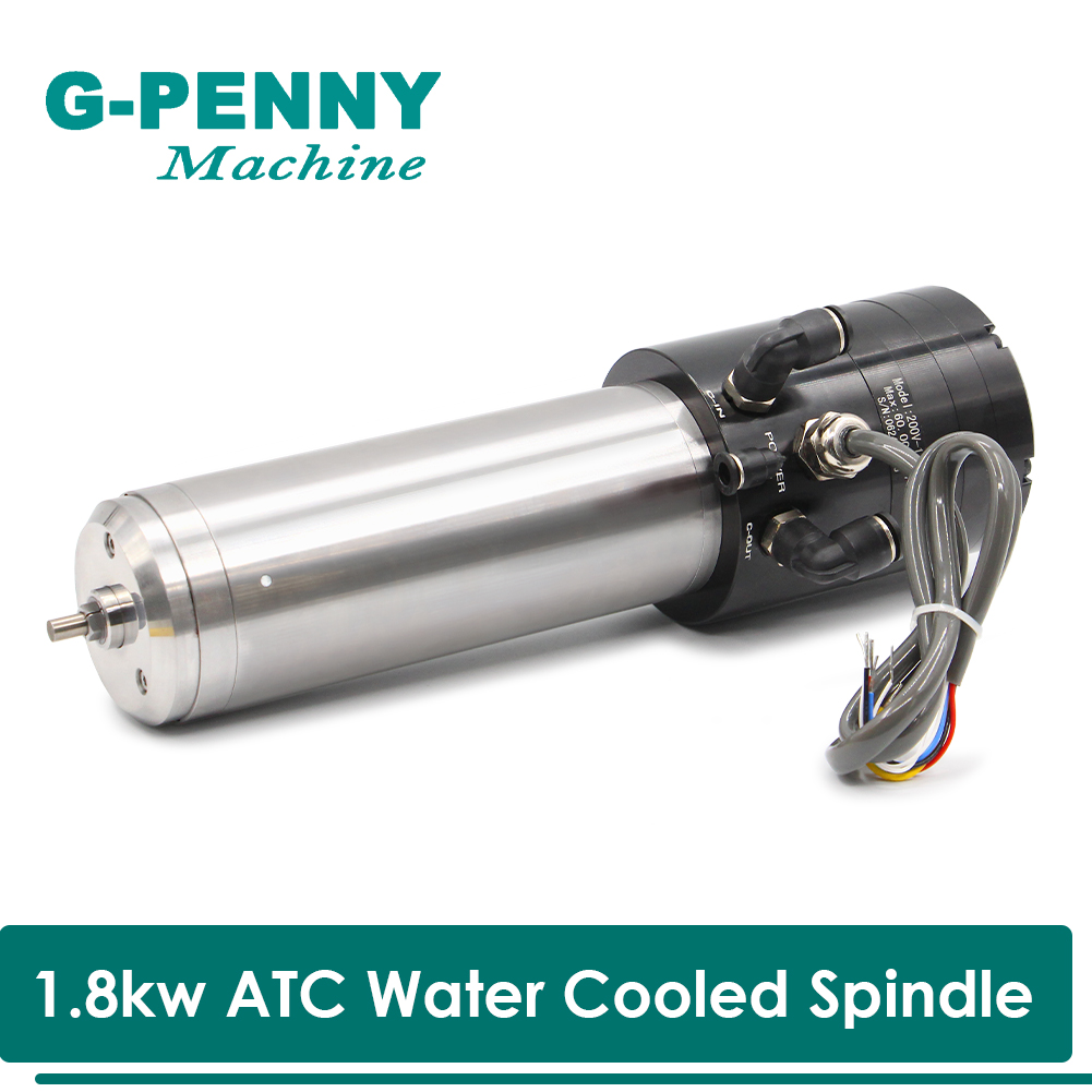 Water Cooled Spindle - แกนระบายความร้อนด้วยน้ํา 1.8kw 220v ATC แกนมอเตอร์อัตโนมัติเครื่องมือติดตั้งเส้นผ่านศูนย์กลาง 61.9