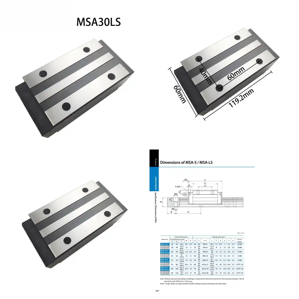 Cnc Router - บล็อกเลื่อนรางนำทางแบบเส้นตรงสำหรับไต้หวัน PMI MSA30LS MSA30 MSA30LSSSFC อะไหล่เครื่อง