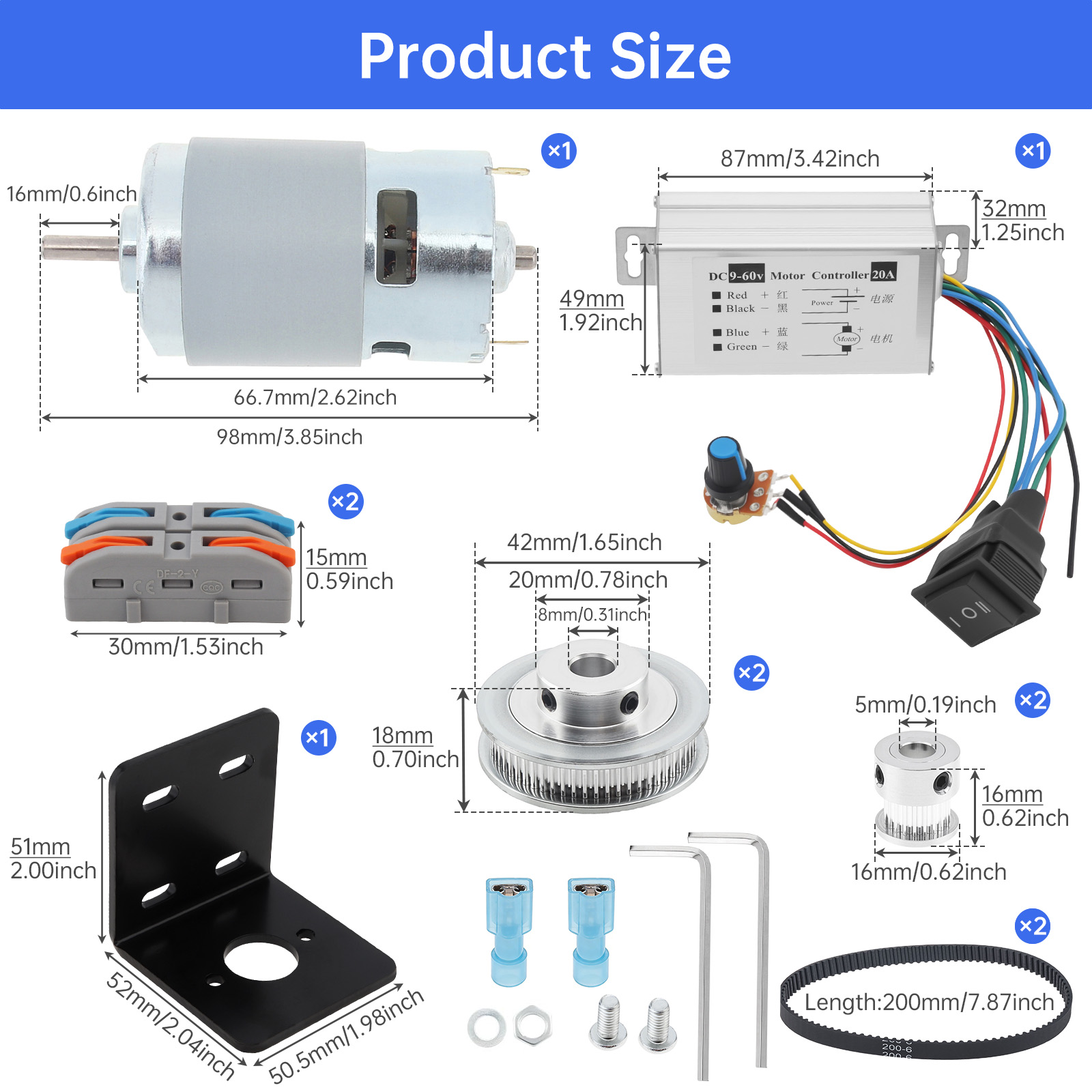 มอเตอร์ไฟฟ้ากระแสตรง 12V-24V 7 - Gt2 Pulley บทวิจารณ์และราคา