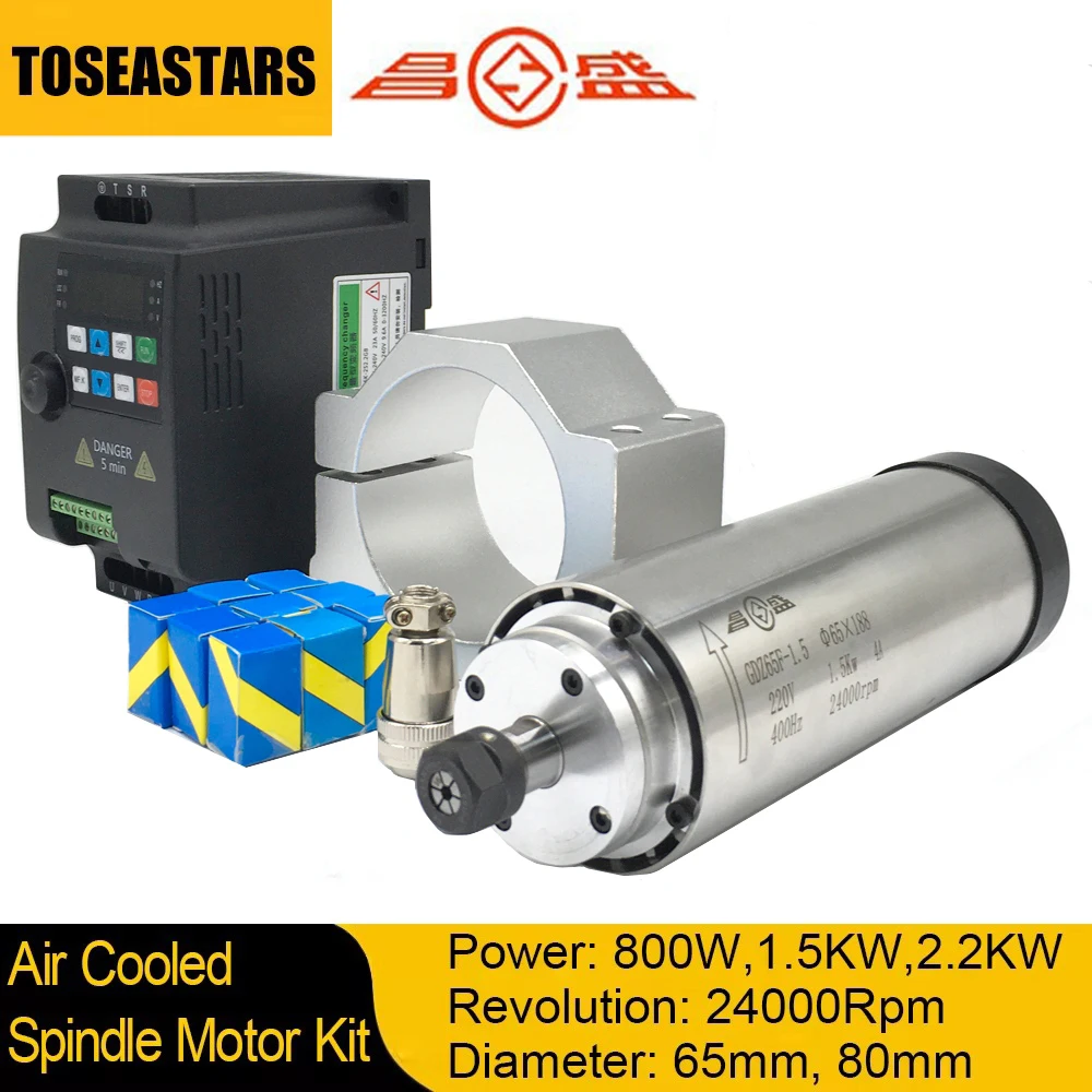 800W 1.5KW 2.2KW CNC Air Coole - Water Cooled Spindle บทวิจารณ์และราคา